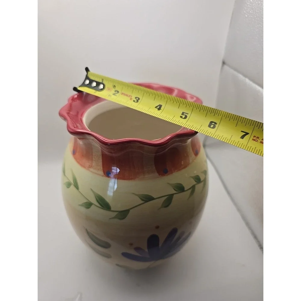 Pfaltzgraff  Napoli Yellow Floral Hand Painted Canister 8‎ 1/2 Inches High
